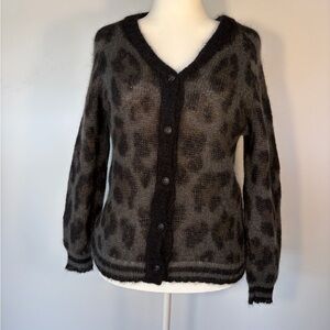 Farmers Market Mohair Leopard Print Cardigan made in Iceland NWT